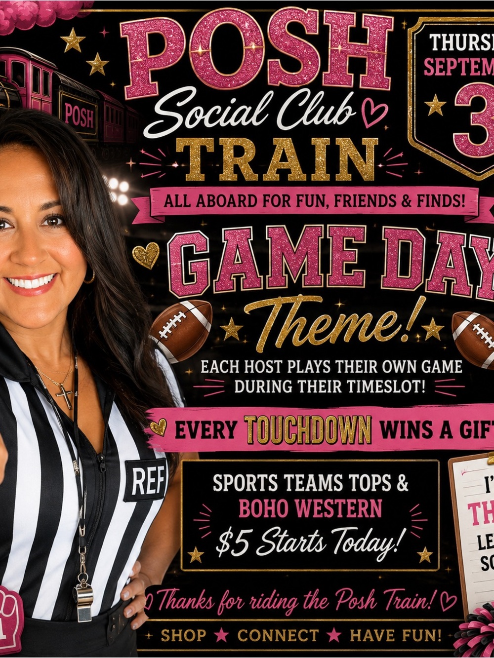 Posh Social Club Train Game Day Flyer
